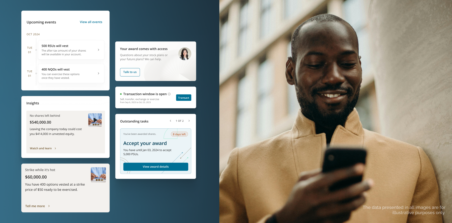 Example screen of the JP Morgan equity app designed by Bliss Applications