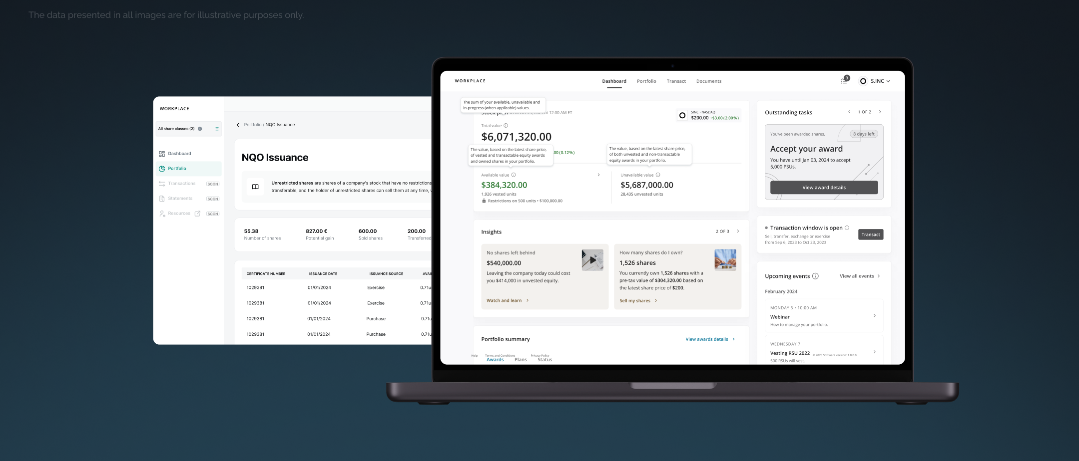 Example screen of the JP Morgan equity app designed by Bliss Applications